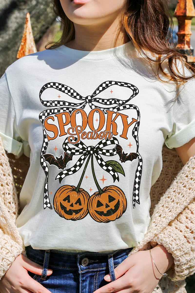 US3001-E3085 Pumpkin Cherries Graphic Tee $12.5