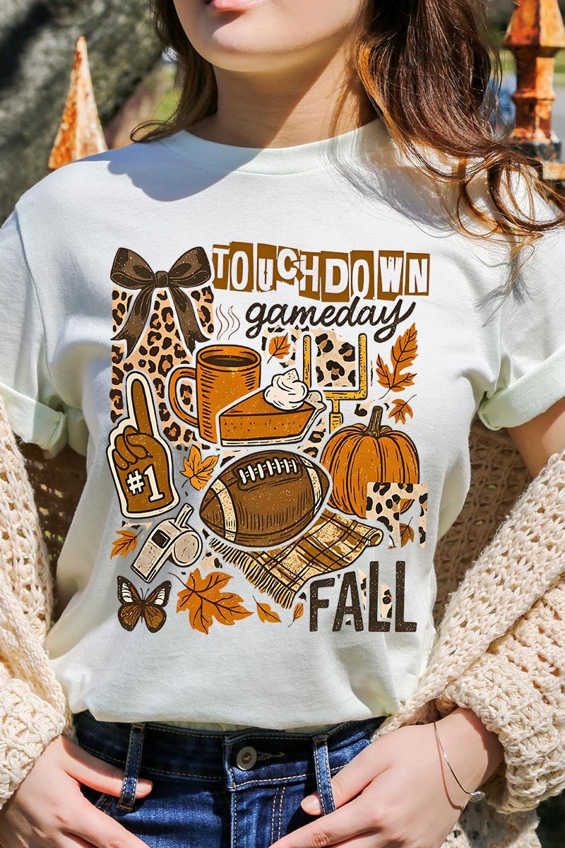 US3001-E3134 Fall Football Collage Graphic Tee $12.5