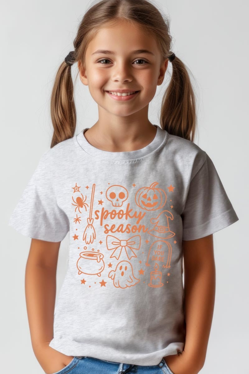 US3001Y-E3141Z Halloween Doodle Kids Graphic Tee $11