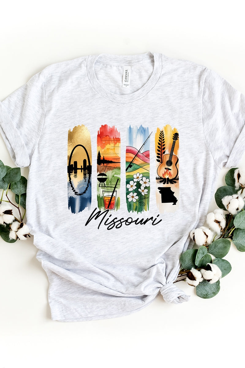 US3001-E3061MO Missouri State Brushstroke Graphic Tee $12.5