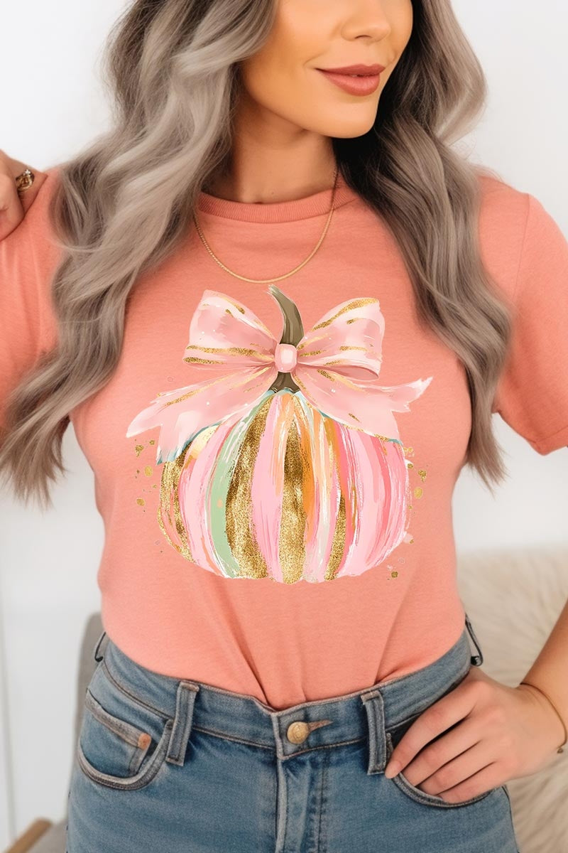 US3001-E3083 Brushstroke Pumpkin Graphic Tee $12.5