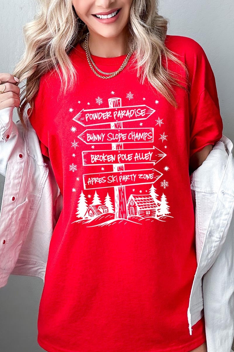 5000-E3189 Ski Lodge Signs Graphic Heavy Cotton Tee $9