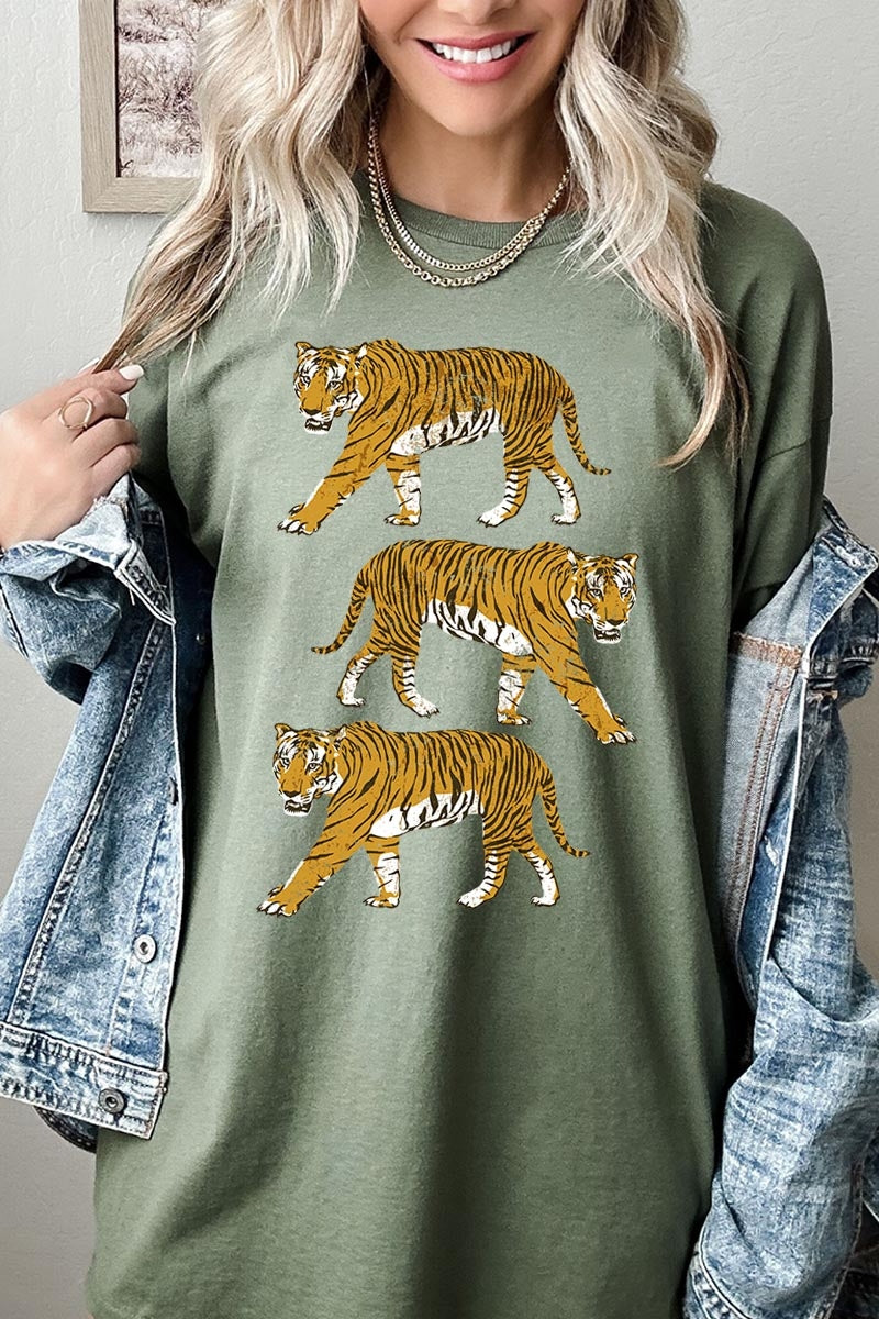 5000-E3104 Retro Tigers Graphic Heavy Cotton Tee $9
