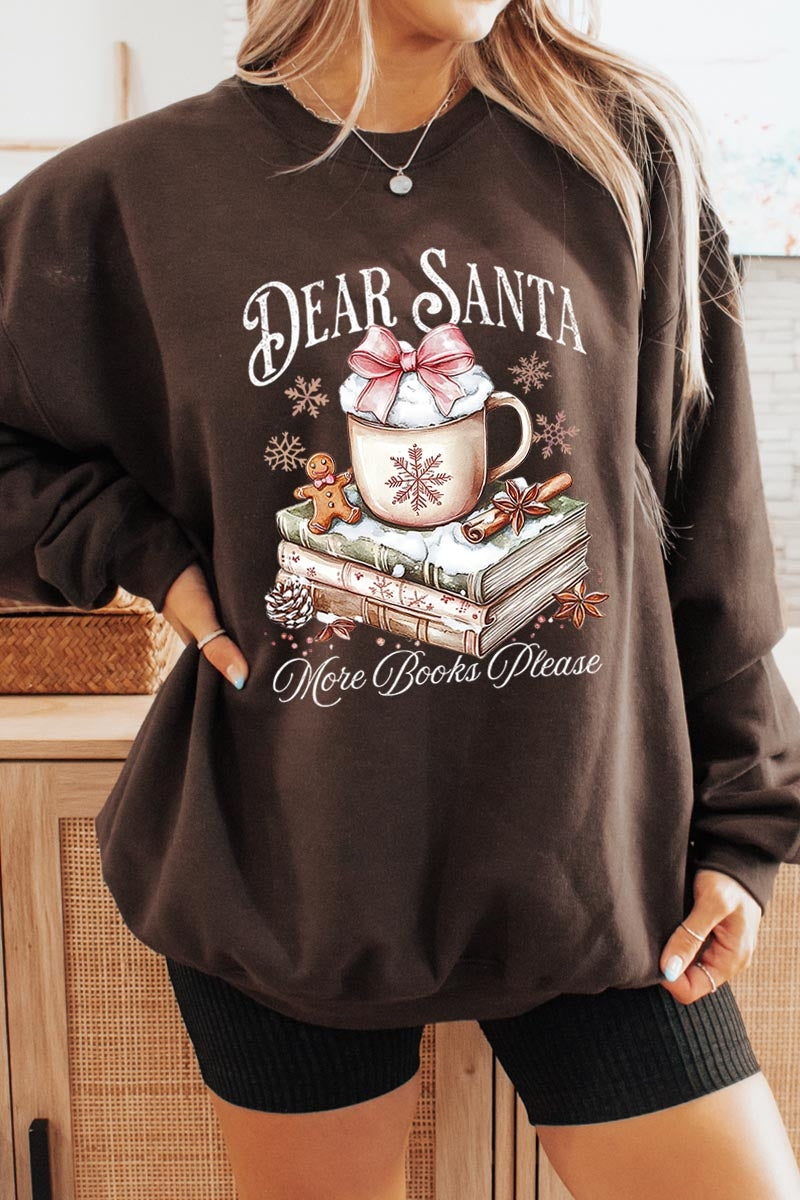 UL180-E3205 Dear Santa Books Graphic Sweatshirt $20