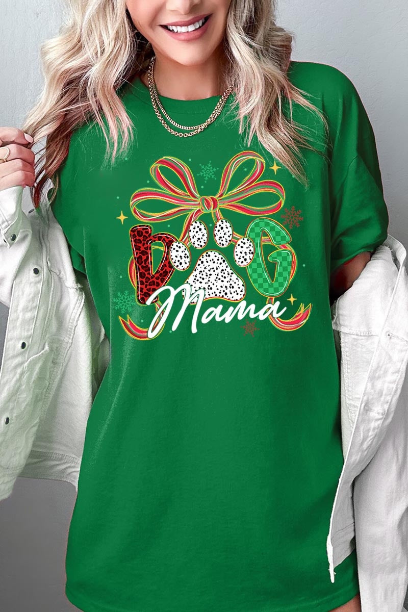 5000P-E3194 Dog Mama Christmas Paw Graphic Plus Heavy Cotton Tee $12.75