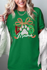 5000-E3194 Dog Mama Christmas Paw Graphic Heavy Cotton Tee $9