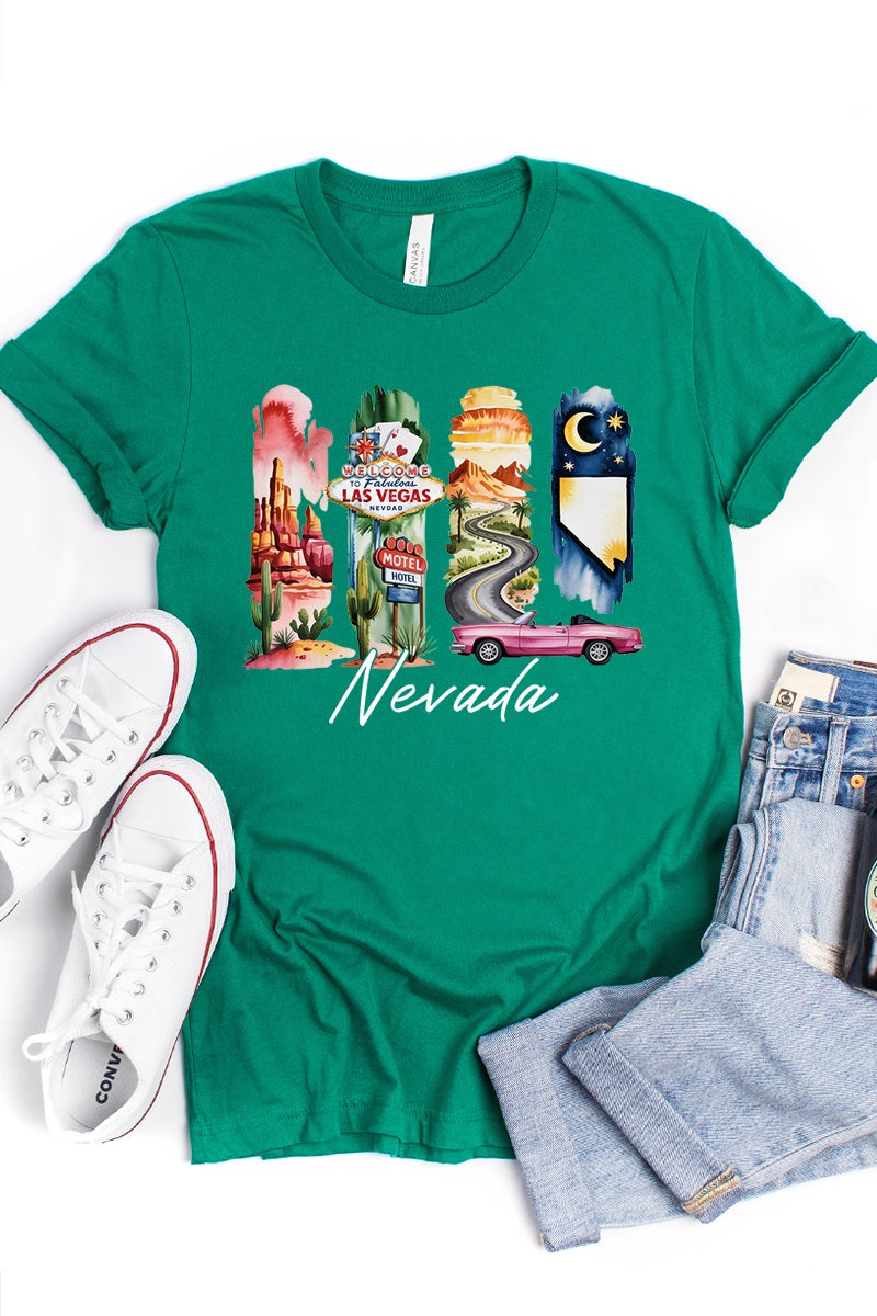 US3001-E3061NV Nevada State Brushstroke Graphic Tee $12.5