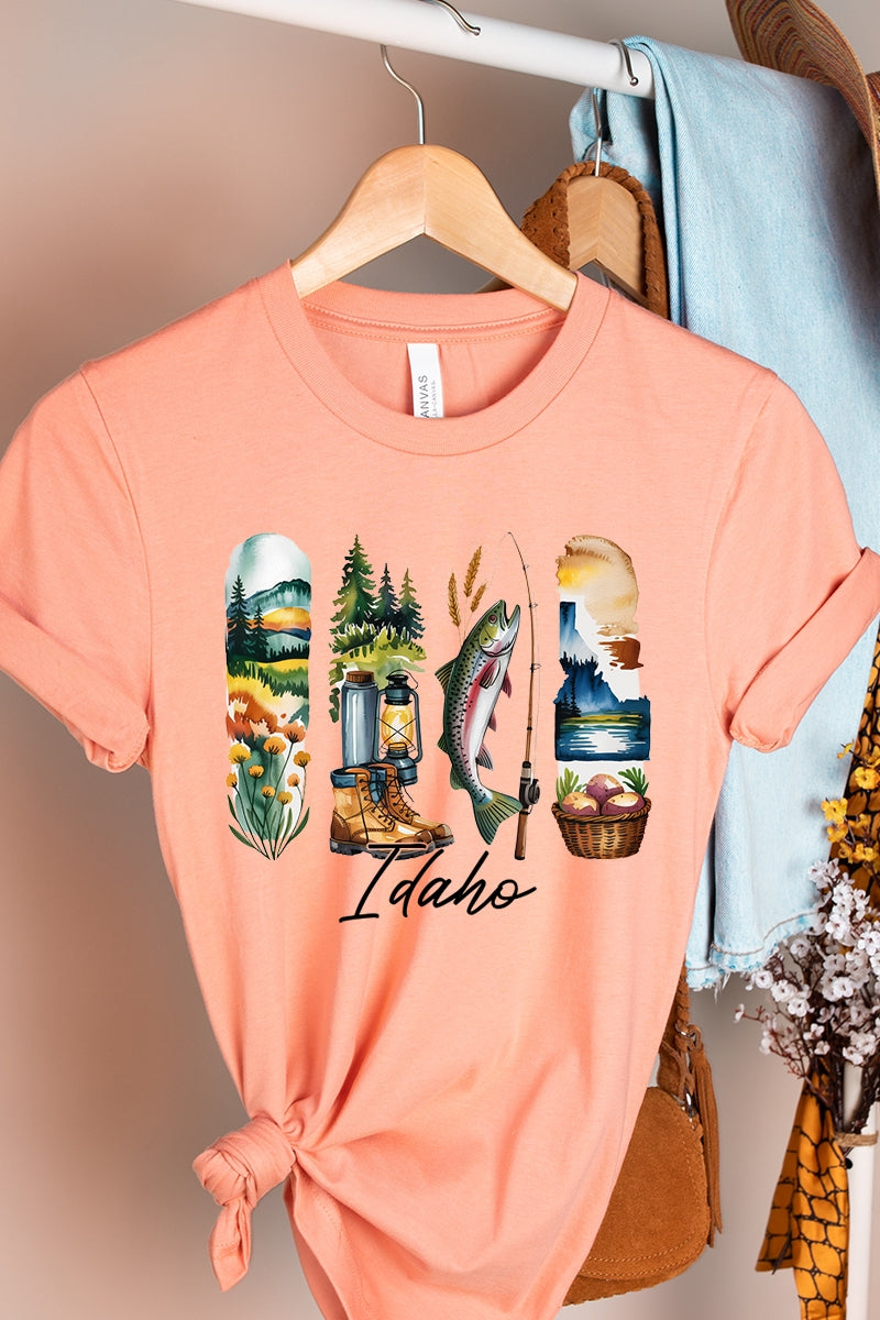 US3001-E3061ID Idaho State Brushstroke Graphic Tee $12.5