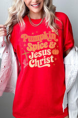 5000-E3164 Pumpkin Spice & Jesus Graphic Heavy Cotton Tee $9
