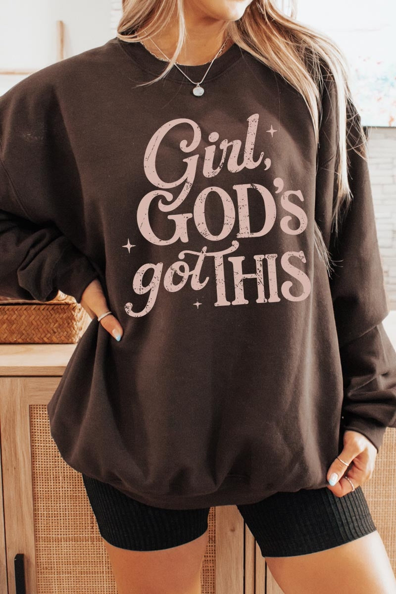 UL180P-E3102 Girl, Godu2019s Got This Graphic Plus Sweatshirt $25