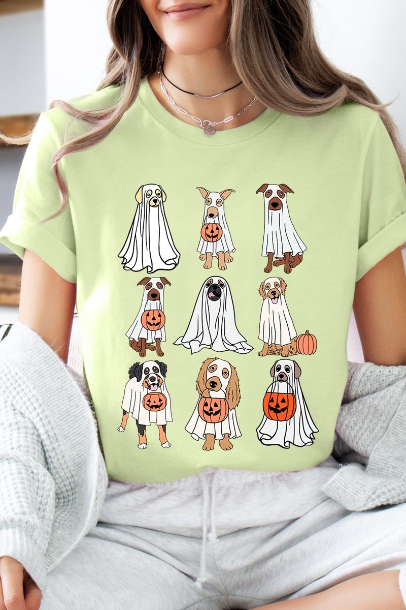 US3001P-E3106 Halloween Ghost Dog Graphic Plus Tee $16