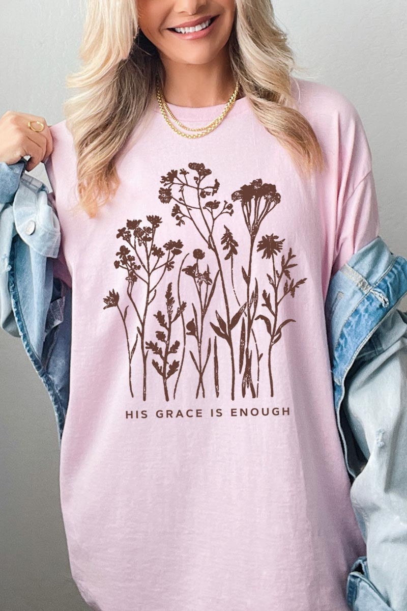 5000-E3146 Christian Wildflower Graphic Heavy Cotton Tee $9