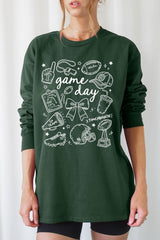 UL240-E3081 Football Doodles Graphic Long Sleeve Tee $13.75
