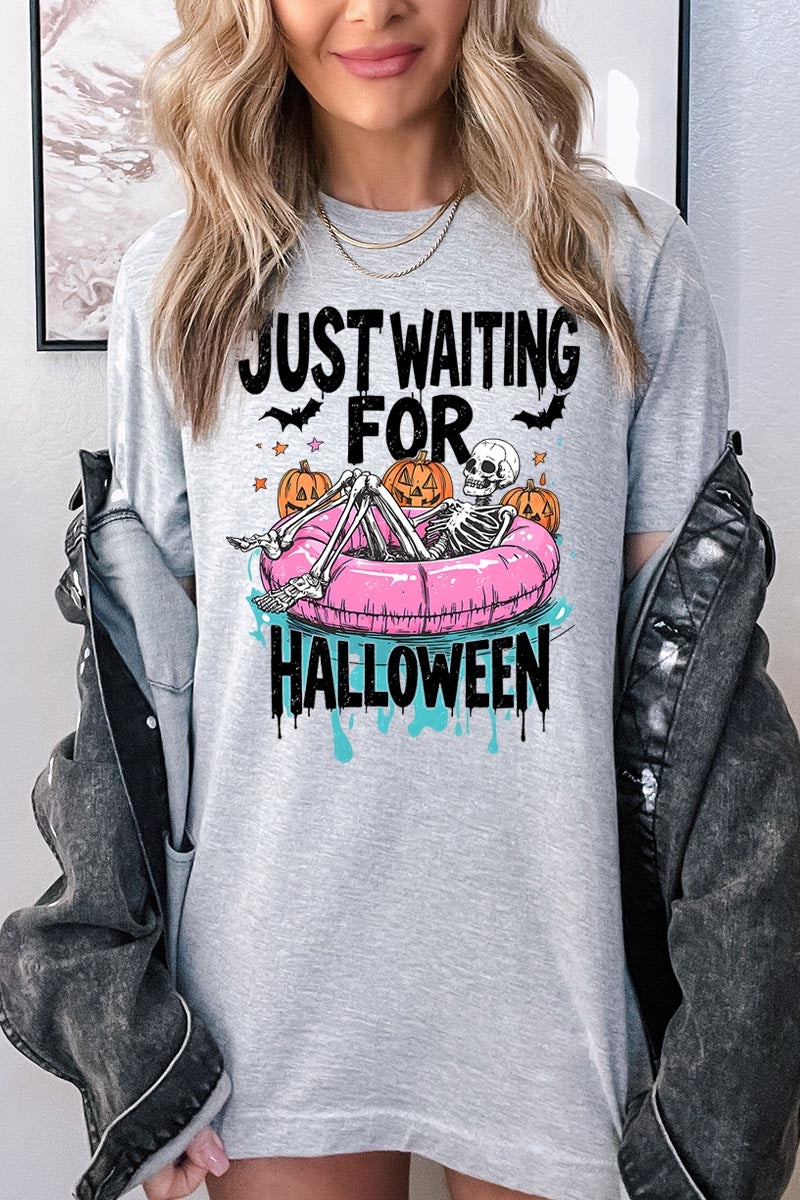 US3001-E3138 Just Waiting For Halloween Graphic Tee $12.5