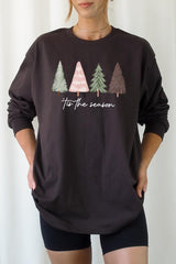 UL240P-E3218 Rustic Christmas Trees Graphic Plus Long Sleeve Tee $17