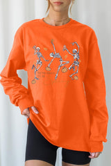UL240-E3123 Halloween Skeleton Graphic Long Sleeve Tee $13.75
