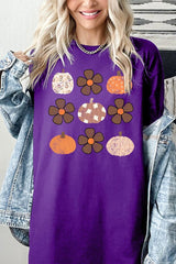 5000P-E3117 Pumpkins & Flowers Fall Plus Heavy Cotton Tee $12.75