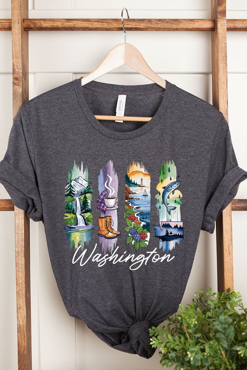 US3001-E3061WA Washington State Brushstroke Graphic Tee $12.5