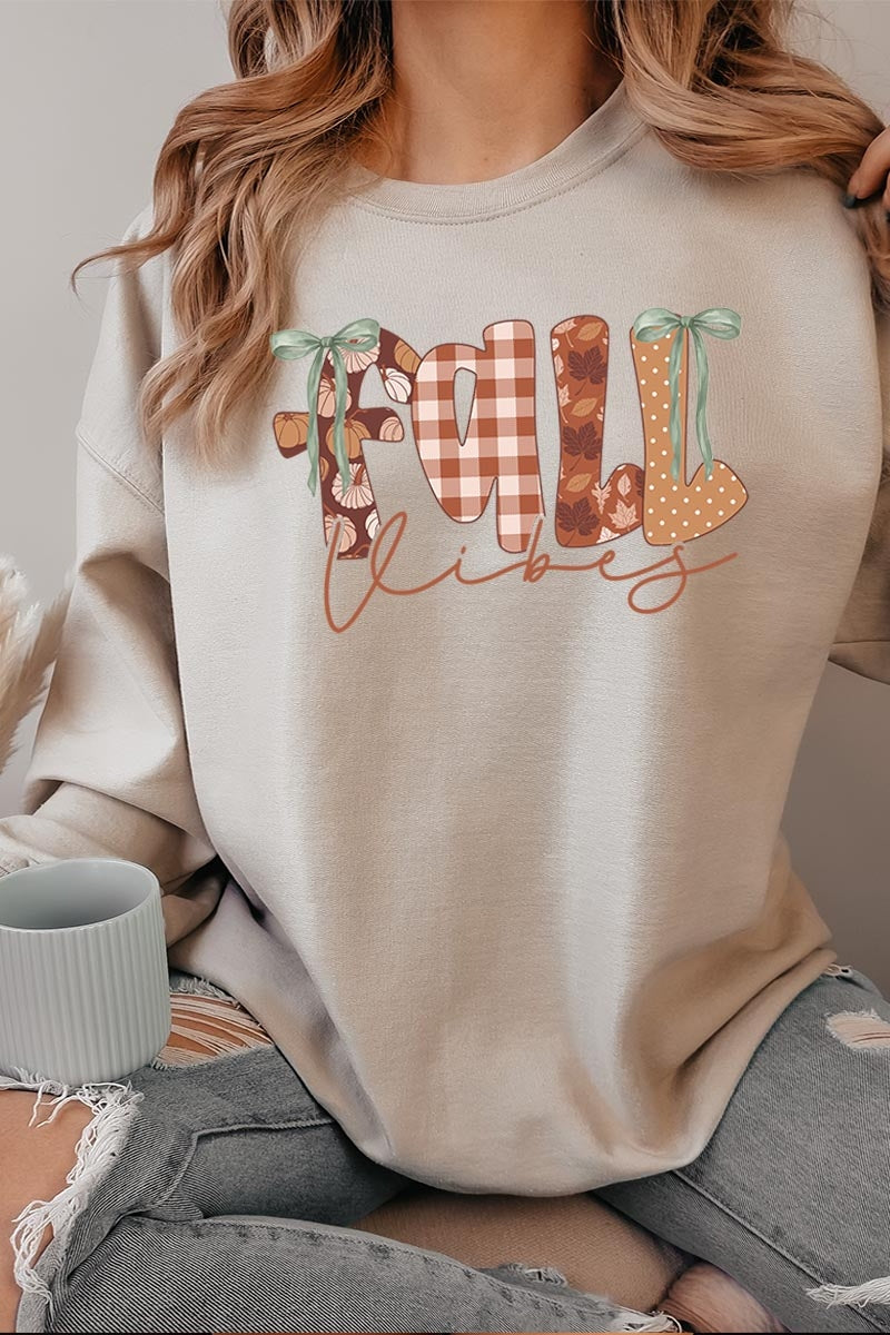 UL180P-E3071 Fall Vibes Rustic Script Graphic Plus Sweatshirt $25