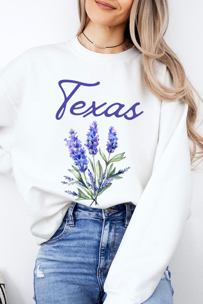 UL180-E3060 Texas Bluebonnet Graphic Sweatshirt $20