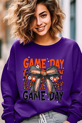 UL180P-E3088 Orange Black Football Game Day Bow Plus Sweatshirt $25