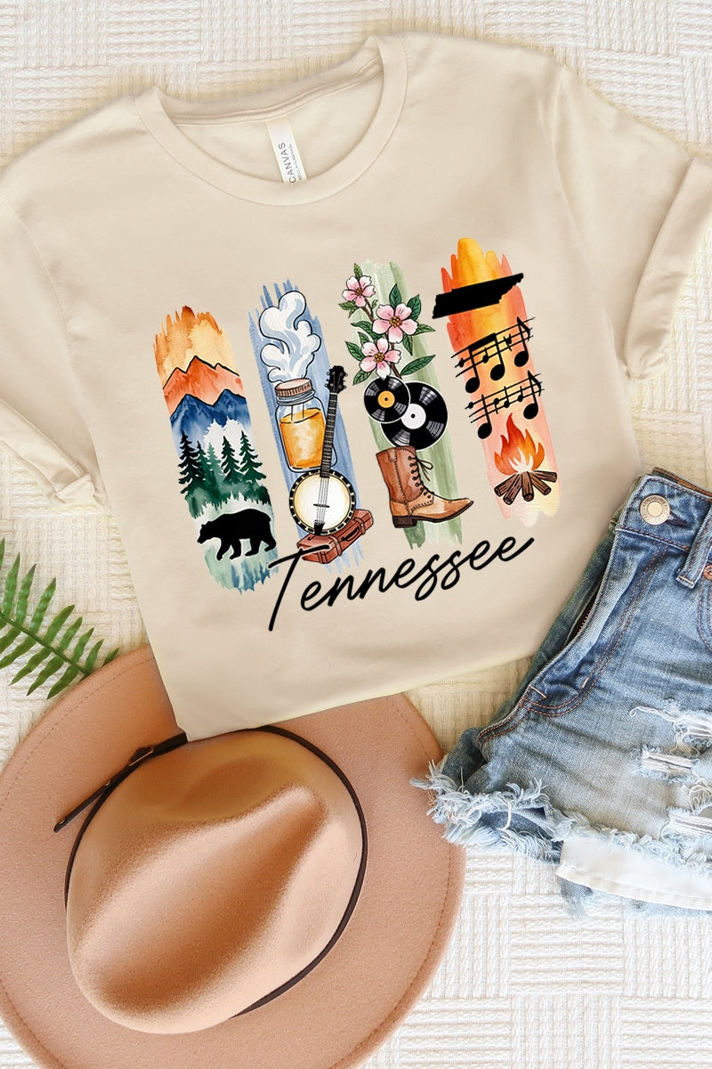 US3001-E3061TN Tennessee State Brushstroke Graphic Tee $12.5
