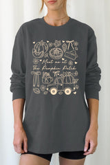 UL240-E3163 Pumpkin Patch Doodle Graphic Long Sleeve Tee $13.75