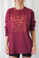 UL240P-E3141 Halloween Doodle Graphic Plus Long Sleeve Tee $17