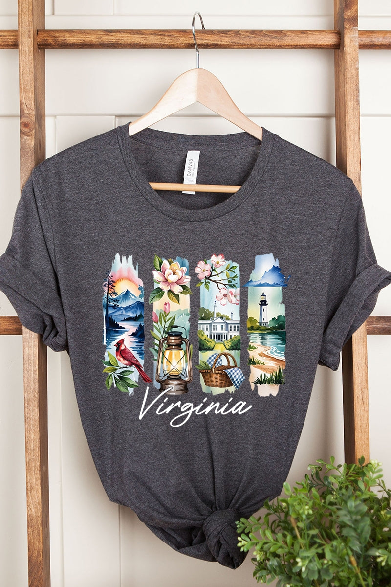 US3001-E3061VA Virginia State Brushstroke Graphic Tee $12.5