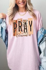 5000-E3166 Pray Fall Christian Graphic Heavy Cotton Tee $9