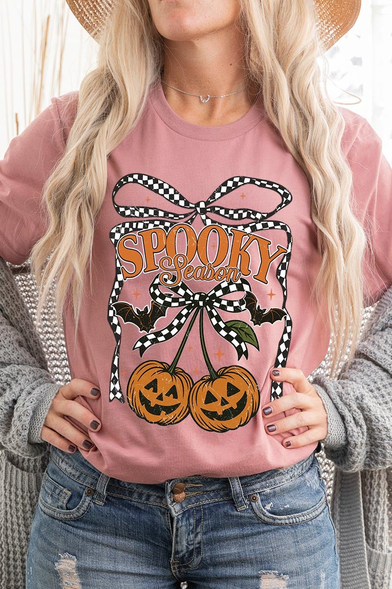 US3001-E3085 Pumpkin Cherries Graphic Tee $12.5