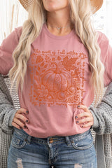 US3001P-E3112 Fall Pumpkin Botanical Graphic Plus Tee $16