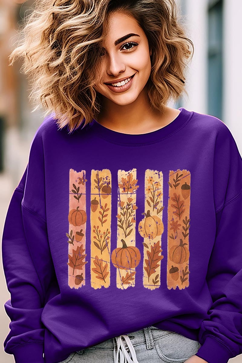 UL180P-E3110 Brushstroke Boho Fall Graphic Plus Sweatshirt $25