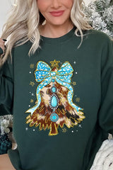 UL180-E3184 Turquoise Christmas Tree Graphic Sweatshirt $20