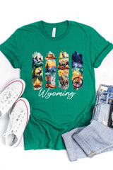 US3001-E3061WY Wyoming State Brushstroke Graphic Tee $12.5