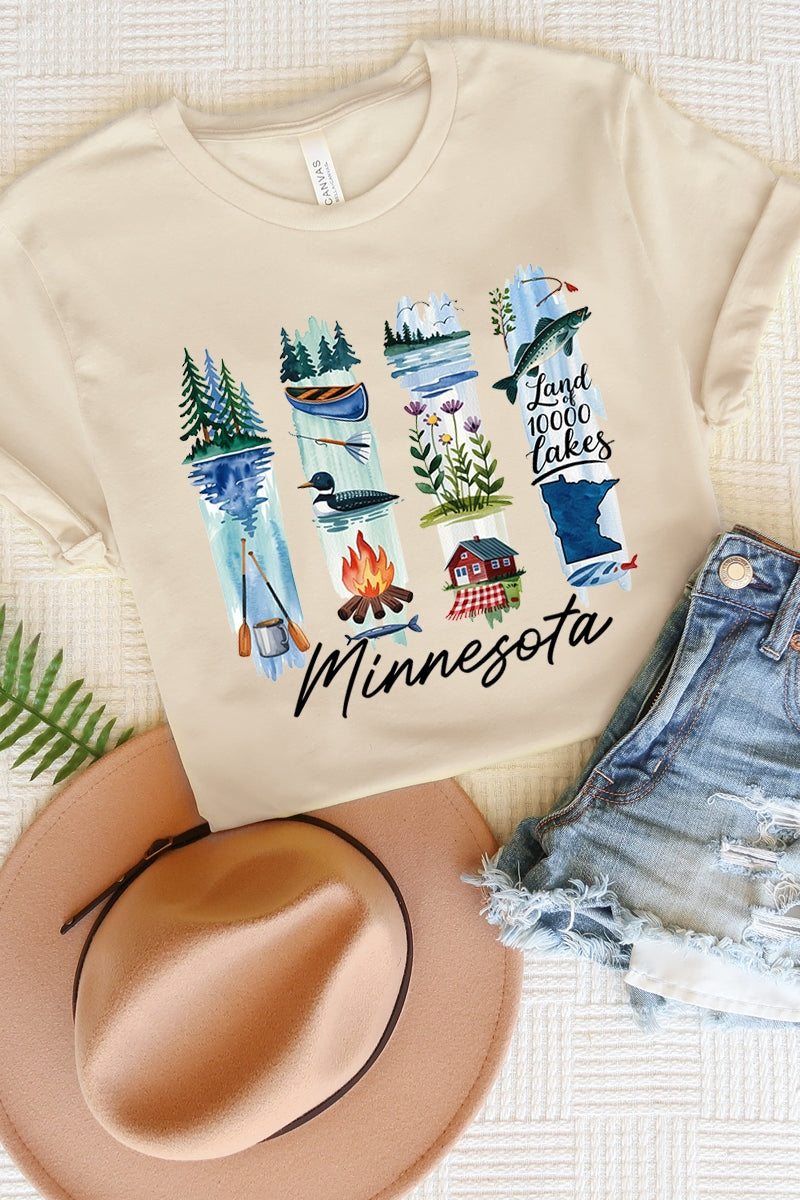US3001P-E3061MN Minnesota State Brushstroke Graphic Plus Tee $16