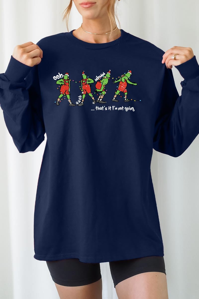 UL240P-E3203 Grinch Dance Funny Christmas Graphic Plus Long Sleeve Tee $17