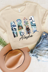 US3001-E3061AK Alaska State Brushstroke Graphic Tee $12.5