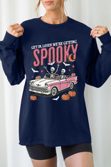 UL240P-E3142 Spooky Skeleton Graphic Plus Long Sleeve Tee $17