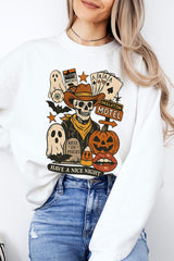 UL180-E3107 Spooky Western Skeleton Graphic Sweatshirt $20