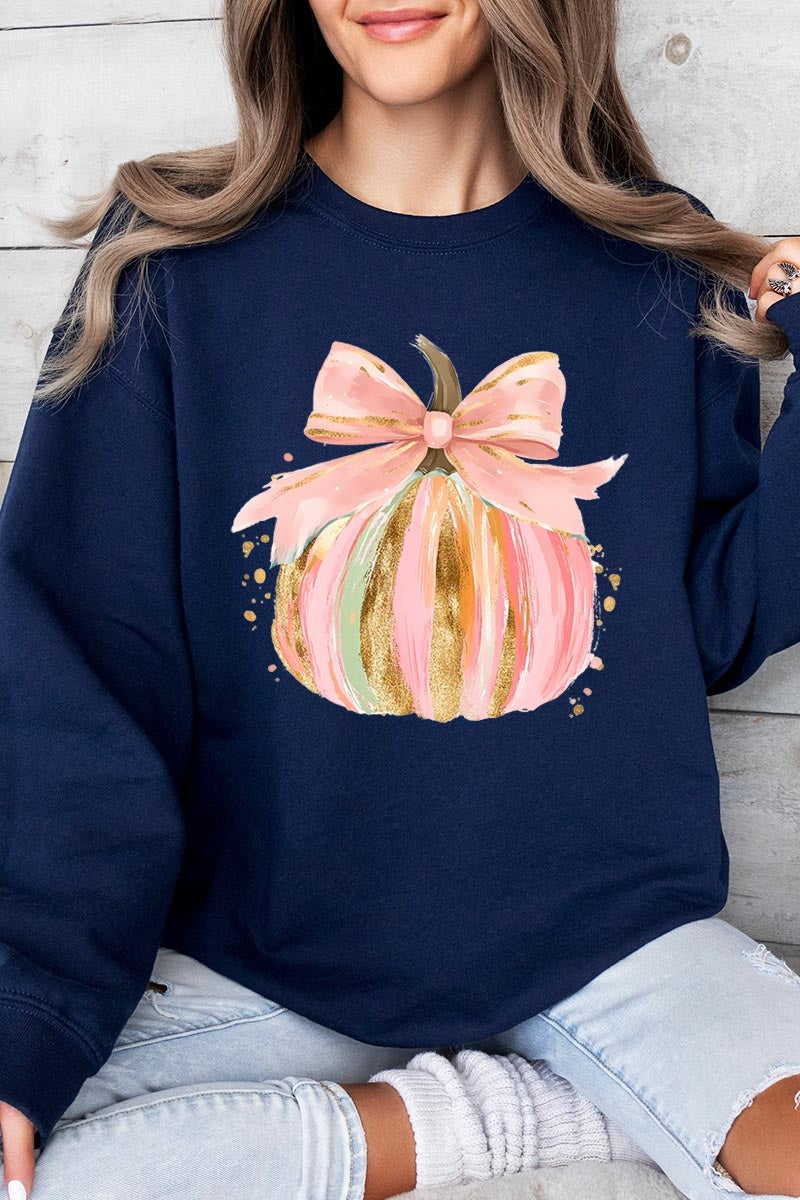 UL180-E3083 Brushstroke Pumpkin Graphic Sweatshirt $20
