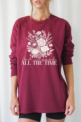 UL240-E3116 God Is Good Floral Graphic Long Sleeve Tee $13.75