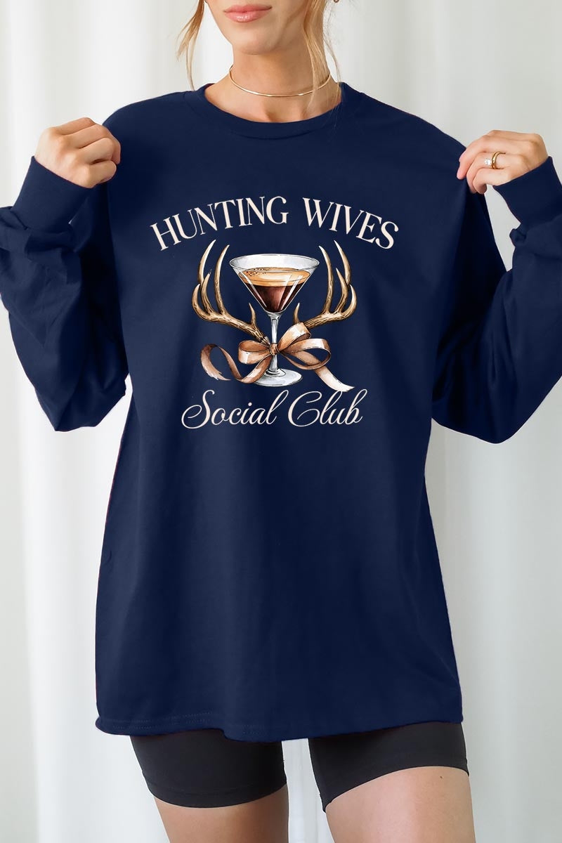 UL240P-E3191 Hunting Wives Social Club Graphic Plus Long Sleeve Tee $17