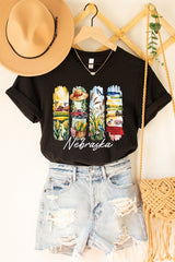 US3001-E3061NE Nebraska State Brushstroke Graphic Tee $12.5
