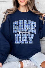 UL180P-E3130 Blue Gingham Game Day Graphic Plus Sweatshirt $25