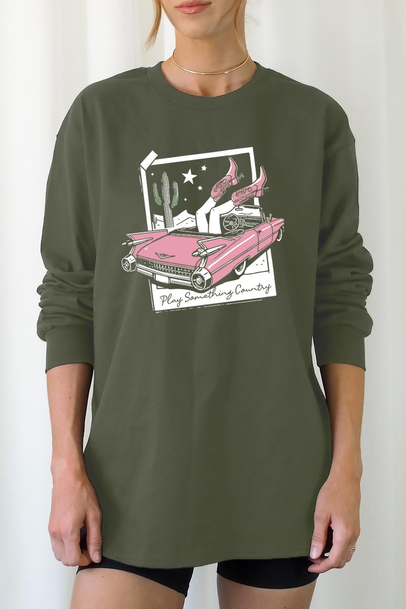 UL240P-E3098 Play Something Country Plus Long Sleeve Tee $17