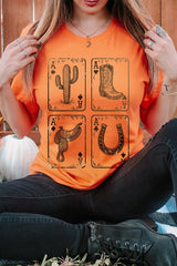 US3001-E3094 Western Cowgirl Card Graphic Tee $12.5