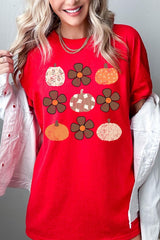 5000-E3117 Pumpkins & Flowers Fall Graphic Heavy Cotton Tee $9