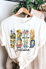 US3001P-E3061IN Indiana State Brushstroke Graphic Plus Tee $16