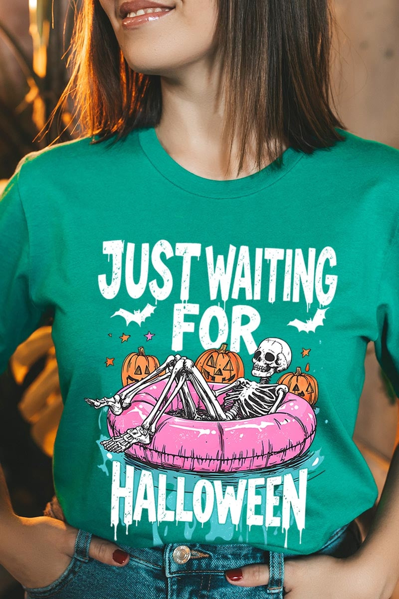 US3001P-E3138 Just Waiting For Halloween Graphic Plus Tee $16